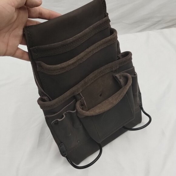 Graintex Professional Tool Nail Pocket Pouch Tanned Brown leather - Picture 4 of 6